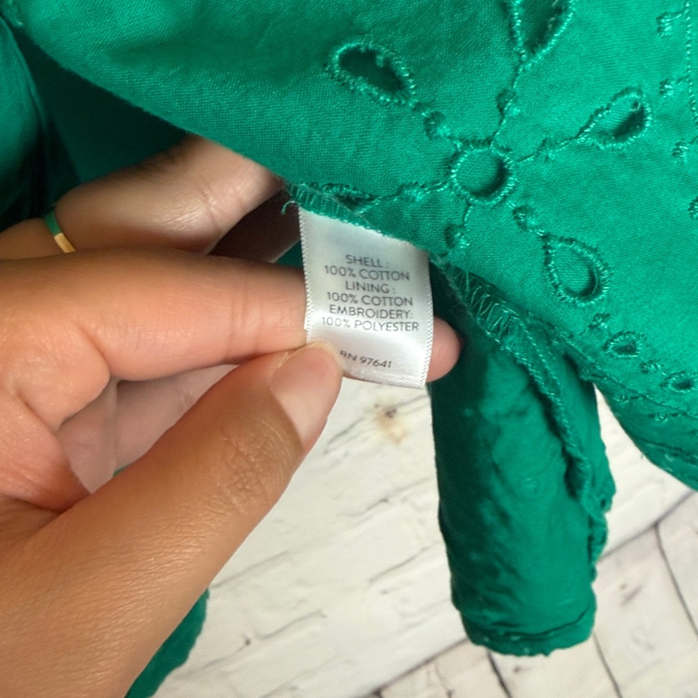 J. Jill Eyelet Button-Front Top XL Green - Picture 9 of 13